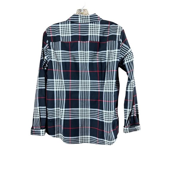 Gold Label Investments Women's Black Plaid Buttoned Down Top - Picture 2 of 6